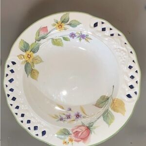 Hand painted BRUNELLI Ceramic Pierced Rimmed 11.75” TIFFANY Set Of 2